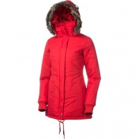 Volcom Women's Hot Mitts Long Puffer Jacket - Poppy Red XL