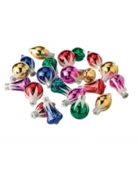 Candy-colored assortment of 12 miniature glass ornaments by Midwest inspires fun and excitement into holiday decorating.