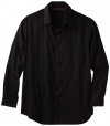 Perry Ellis Men's Big-Tall Long Sleeve Sateen Pinstripe Shirt, Black, Large-Tall