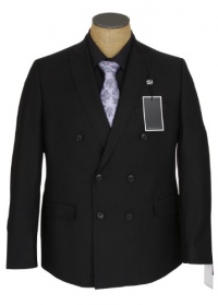 Sean John Mens Double Breasted Black Stripe Suit