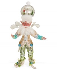 A model of wintertime whimsy, this Mark Roberts fairy dons a hat that doubles as a snow globe, plus a spectacular green and gold ensemble. Shake things up by adjusting his flexible arms and legs in countless configurations.