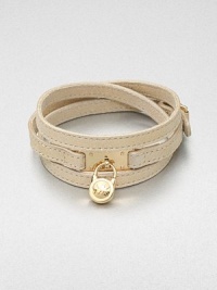 This effortless style features a chic logo accented padlock charm on a supple wrapped leather strip. LeatherGoldtone brassLength, about 25Buckle closureImported 