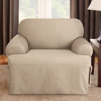 Sure Fit Logan 1-Piece T-Cushion Ties Chair Slipcover, Sand