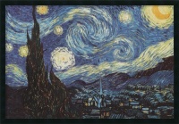 The Starry Night Framed with Gel Coated Finish by Vincent Van Gogh, Image size: 35.75 x 23.75