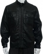 Guess Black LS Faux Leather Jacket