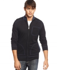 Change up your zip up with this cool casual shirt from Kenneth Cole Reaction. (Clearance)