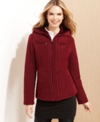 Corduroy trim adds an especially cute touch to Esprit's quilted barn jacket. Wear this topper alone on warmer days or try it underneath an overcoat when the weather's extra chilly!