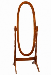 Frenchi Furniture Wooden Cheval Mirror in Oak Finish