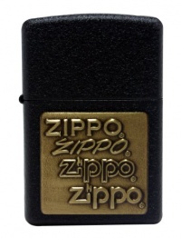 Zippo Brass Embossed Black Crackle Lighter