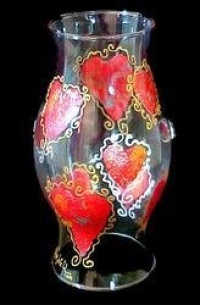 Hearts of Fire Design - Hand Painted - 11 inch Hurricane Shade