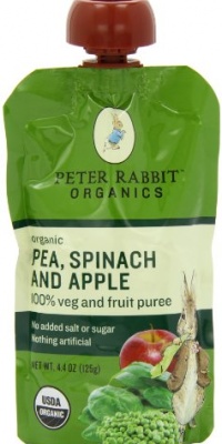 Peter Rabbit Organics, Pea, Spinach and Apple Puree, 4.4-Ounce Pouches (Pack of 10)