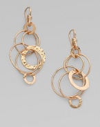 This organically designed style features multi-layered hoops in 18k gold and sterling silver with 18k rose goldplating. 18k gold and sterling silver with 18k rose goldplatingLength, about 2½Hook backImported 