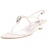 Badgley Mischka Women's Zudora Wedge Sandal,White Satin,9 M US