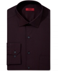 Stay in line with statement-making style in this fitted dress shirt from Alfani RED.