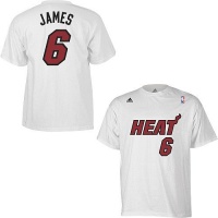 Miami Heat Lebron James White Adidas T Shirt