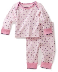 ABSORBA Baby-Girls Newborn Ahoy Layette Loungewear Two Piece Pant Set, Pink/Print, 3/6