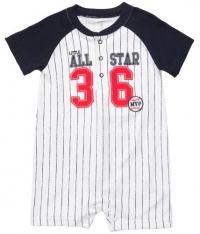 Carter's Boys 3-24 Months Pinstripe All Star Romper Navy (24 Months, Navy/White)