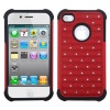 Red Bling Impact Hybrid Rugged Case Apple iPhone 4 4S Rubber Skin Hard Protector Cover Case fits iPhone 4 4S Sprint, Verizon, AT&T Wireless