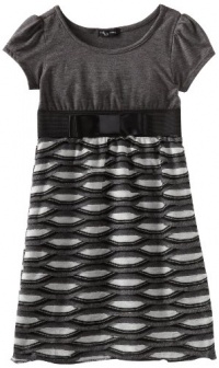 Ruby Rox Kids Girls 7-16 Ruffle Sweater Dress, White/Black/Grey, 14