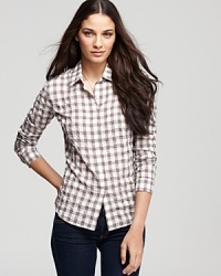 Reveal your inner tomboy with this classically-checked James Perse shirt--a timeless fall look made for denim days and weekends.