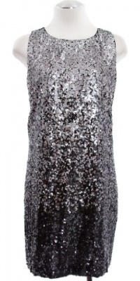 Michael Kors Gunmetal Ombre Sequin Sleeveless Cocktail Dress Large