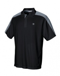 Champion Men's Double Dry Color Block Polo, Black/Carbon/Shark, Medium