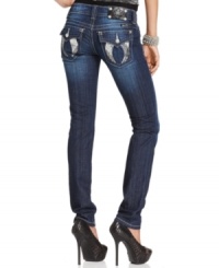 Sequins and rhinestones add glam to these Miss Me skinny jeans -- perfect for a hot day-to-night look!