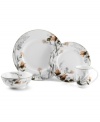 Featuring a subtle pattern of delicately shaded flowers and leaves, the Mikasa Cheateau Garden collection of place settings has the feel of an antique, hand-tinted black and white image. Made of microwave and dishwasher-safe porcelain, the 4 piece place setting is durable enough for everyday use and suitably elegant for formal settings.