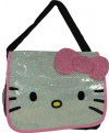 Sanrio Hello Kitty White and Pink Glitter Messenger Bag- tote