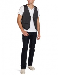 Marc Ecko Cut & Sew Men's Pinstripe and Plaid Pieced Vest