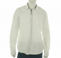 Guess Split Placket Long Sleeve Shirt Optic White XXL