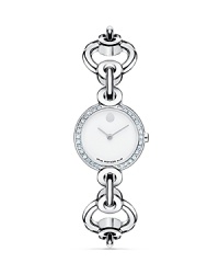 Women's Circlo® bracelet watch in stainless steel diamond-set case with white Museum dial.