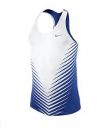 NIKE Men's DRI-FIT Race Day Slim Fit Tank Top Shirt-White/Blue