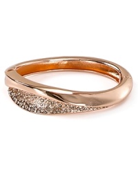 Druzy gemstones and scattered Swarovski crystals dress up this Alexis Bittar bangle, elegantly crafted of rose gold.