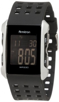 Armitron Men's 408177SIL Silver-Tone and Black Chronograph Digital Sport Watch