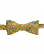 With a whimsical pattern and bold color palette, this Countess Mara bowtie is sophisticated with a fun twist.