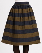 Made from fine mulberry silk, this striped skirt offers a universally flattering A-line silhouette.Solid waistbandBack zipperAbout 27 longMulberry silkDry cleanMade in Italy of imported fabric Model shown is 5'9½ (176cm) wearing US size 4. 