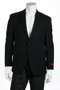 Alfani Red Black & Dark Gray Pinstripe Wool LS 2 Button Sport Coat