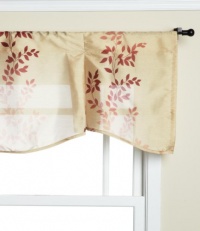 Regal Home Collections Oakbrook 54-Inch by 20-Inch Leaf Printed Faux Silk Pleated Valance, Brick