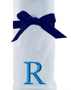 Princess Linens Embroidered Blue Initial Cotton Knit Blanket, R