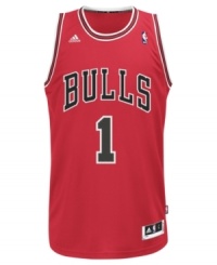 Practice your jump shots sporting this Chicago Bulls' Derrick Rose swingman jersey by adidas.