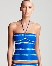 Take a dip in this sensational tankini top from Lauren Ralph Lauren, in a vibrant, azure tie dye print that evokes the Mediterranean sea.