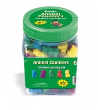 Eureka Tub Of Animal Counters, 100 Counters in 3 3/4 x 5 1/2 x 3 3/4 Tub