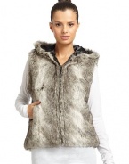 THE LOOKFaux fur designHoodFront zip closureSleevelessSide seam pocketsTHE FITAbout 23 from shoulder to hemTHE MATERIALAcrylic Fully linedCARE & ORIGINDry cleanImportedModel shown is 5'10 (177cm) wearing US size S/M. 