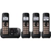 Panasonic KX-TG4734B DECT 6.0 Cordless Phone with Answering System, Black, 4 Handsets