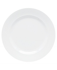 Dine with Wickford dinnerware and tie in timeless sophistication with every meal. This versatile white porcelain dinner plate from kate spade new york has a contemporary shape embossed around the rim with a twisting rope design.