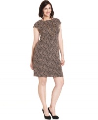 Smarten up your work style with Alfani's cap sleeve plus size dress, featuring a snakeskin print.