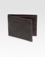 A slim-fold design travels discreetly in your pockets, while keeping your cash and cards neatly organized, cut from pebbled vegetable leather with contrast stitching and a digital printed lining for signature appeal.One billfold compartmentSix card slotsCotton twill/leather liningLeather4W x 3HImported