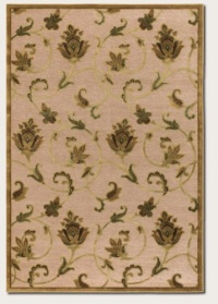 Couristan 1227/0130 PAVE Petal Vine 90-Inch by 134-Inch Chenille Area Rug, Ivory/Antique Gold