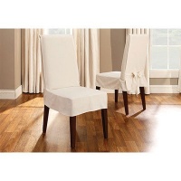 Sure Fit Cotton Duck Shorty Dining Room Chair Slipcover, Natural